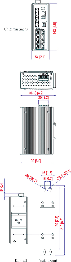 FiberPlex FP2008E/AB Dimensions