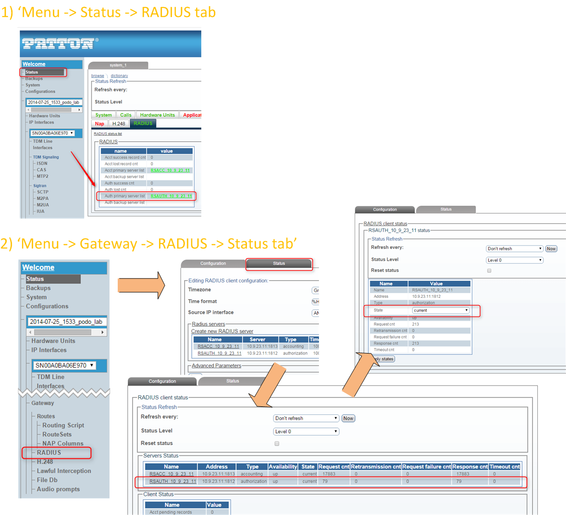 RADIUS Status