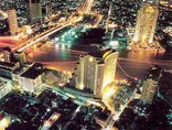 Aerial photo of Bangkok city at night