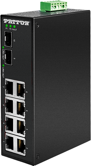 FiberPlex FP1008E/AT - Industrial Unmanaged Switch 10-Port Power-over-Ethernet Unmanaged Industrial Ethernet Switches
