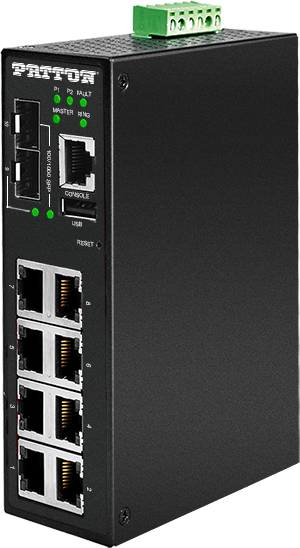 8-Port Managed Industrial Gigabit Ethernet Switch, PoE+, 4x SFP