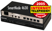 Photo of SmartNode 4630, Winner of INTERNET TELEPHONY magazine's Product of the Year for 2005.