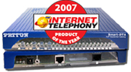 Photo of SmartNode™ S-DTA with TMC INTERNET TELEPHONY 2007 Product of the Year Award